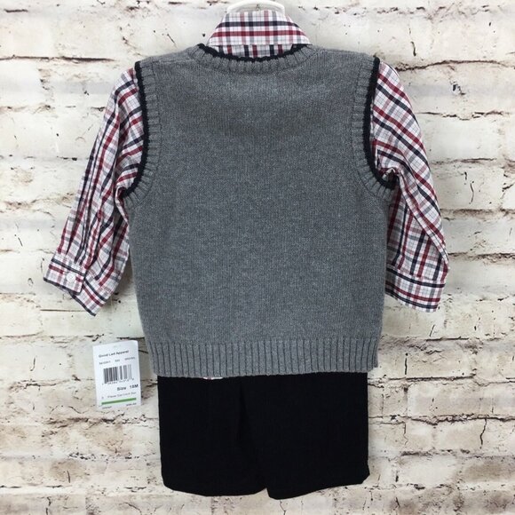 Good Lad Boys Outfit Size 24 M 2T Arglyes Sweater Vest Pant Toddler 3 Pc - Picture 6 of 7
